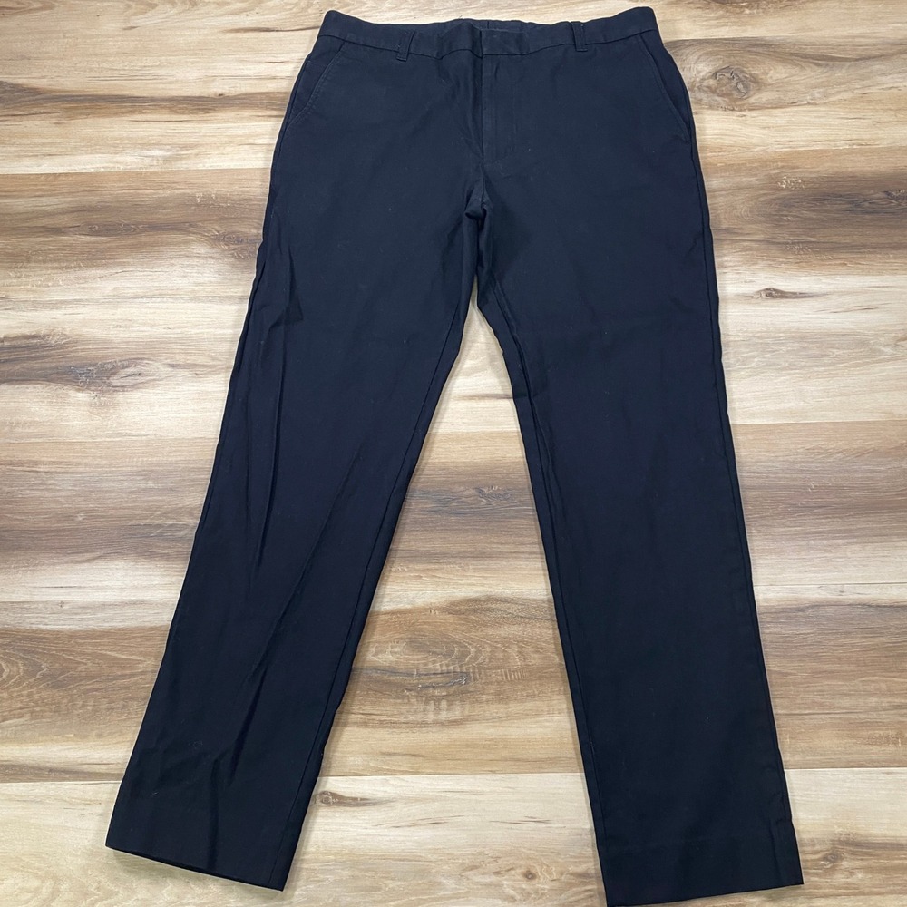 Vince James Chino Pants Mens 34 Minimalist Cotton Stretch Classic Fit Black